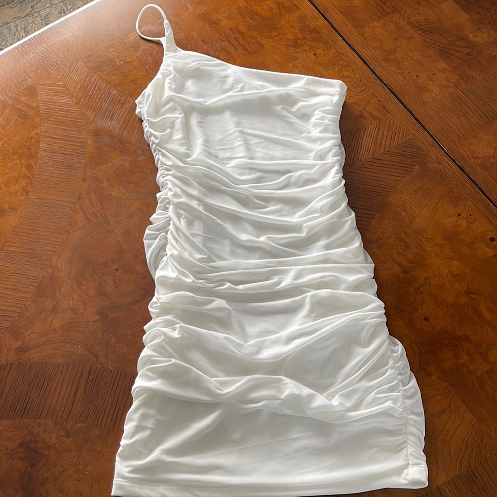 Princess polly white mesh one shoulder dress